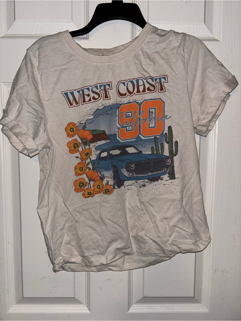 West Coast 90 Graphic Tee - White with Orange & Blue